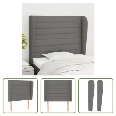 Produktbild von The Living Store Kopfteil mit Ohren Dunkelgrau 93x23x118/128 cm Stoff