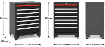 Produktbild von 7‐Schubladen Schrank Modul für Schranksystem - 711 x 507 x 820 mm | RETTER - RT01Y8001