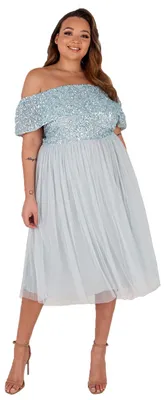 Produktbild von Maya Deluxe Damen Maya Deluxe Women's Bardot Dresses for Women Midi High Empire
