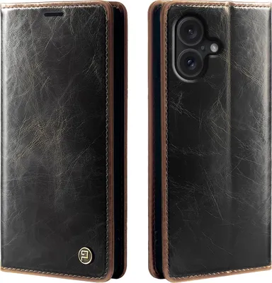 Produktbild von Handyhülle für Apple iPhone 16 Kunstleder Flip Cover Hülle RFID Schutz Case Kartenfach Farbe: Dunkelbraun