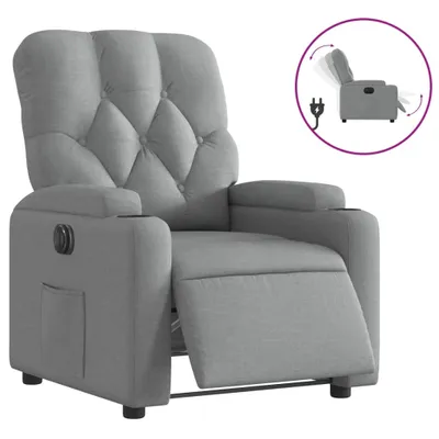 Image de vidaXL Fauteuil relax électrique gris clair Tissu