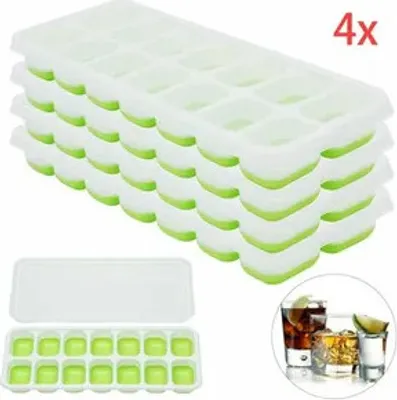 Obrázek produktu pro 4 kusy silikonové formy na kostky ledu držák kostek ledu s víkem zásobník ledu Ice Tray Ice