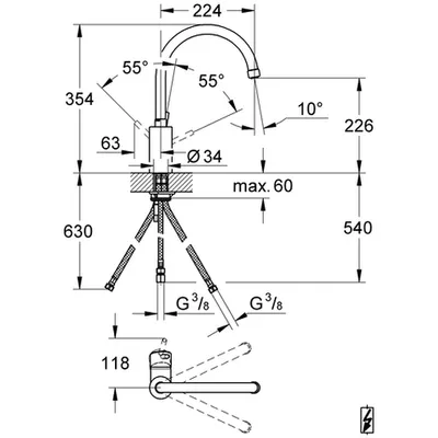 Zdjęcie produktu dla Grohe Concetto bateria zlewozmywakowa niskociśnieniowa chrom - 31132001