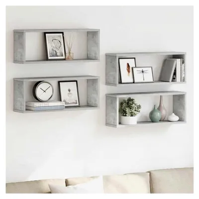 Produktbild von Würfelregale 4 Stück Betongrau 60x15x23 cm Holzwerkstoff Wandregale