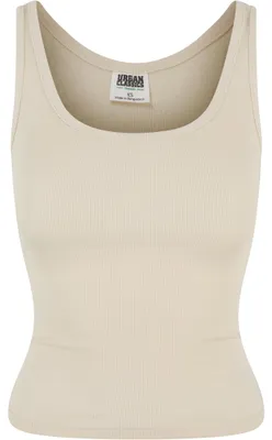 Immagine prodotto di Canottiera da donna Urban Classics, modello Basic Rib, in cotone organico, confezione da 2, colore bianco sabbia e nero - taglia S