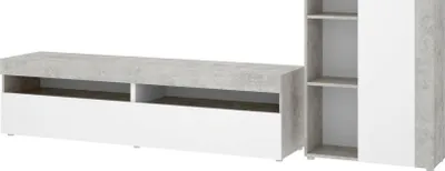 Immagine prodotto di Dmora Parete Attrezzata Aleu 42x265x180h cm Bianco, Modulabile Apertura Battente e a Ribalta