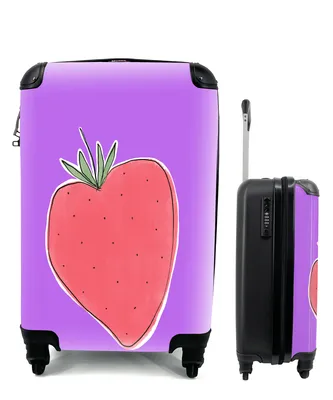 Produktbild von MuchoWow® Koffer Handgepäck Trolley Rollkoffer Kleine Reisekoffer mit 4 Rollen - Erdbeere - Obst - Zitate - Cabin Size < 55x40x23 cm & 55x40x20 cm - Fotokoffer - Kabinenkoffer - Boardgepäck - Reise-Box - Reisekoffer - Reisegepäck - Koffer mit Bild - Trolley für Kinder