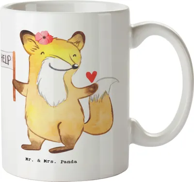 Produktbild von Mr. & Mrs. Panda Becher Sozialarbeiterin Herz - Weiß - Geschenk, Trinkbecher, Kaffeebecher, Teetasse, Bürotasse, Tasse, haferl