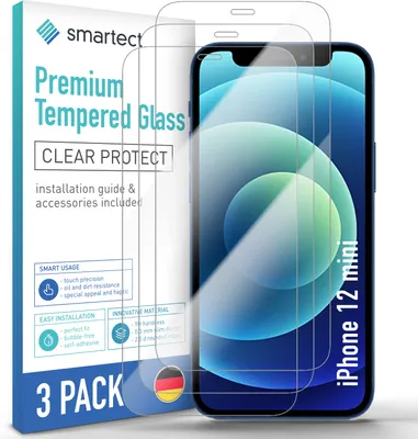 Produktbild von smartect Schutzglas Klar für iPhone 12 mini, 3 Stück