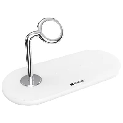 Produktbild von Sandberg 3in1 Wireless Charger, Drinnen, USB, Kabelloses Aufladen, 0,8 m, Silber, Weiß