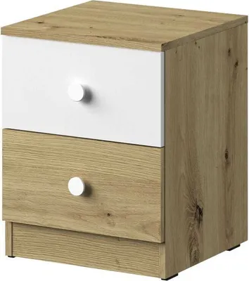 Zdjęcie produktu dla Minio, szafka nocna "Nantes" 40 cm, dąb Artisan/biały matowy kolor