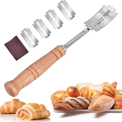 Zdjęcie produktu dla Nóż do chleba z drewnianym uchwytem, nóż do bagietek, nóż do ciasta, ręcznie wykonany, idealny do krojenia ciasta na chleb