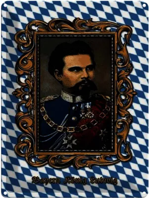 Produktbild von vianmo Blechschild 40x30 cm Bayern König Ludwig Porträt
