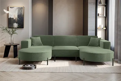 Produktbild von Wohnlandschaft U-Form Sofa VALENCIA in Stoff Quelle Grün