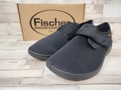 Produktbild von Fischer Herren Klett Hausschuh mit Stretchmaterial schwarz 41