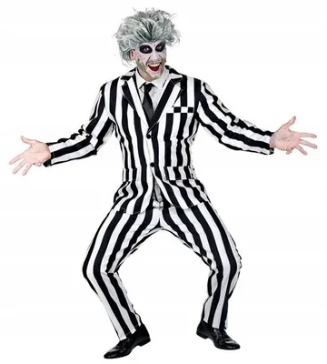 Productafbeelding van Beetlejuice, kostuum, zwart-wit gestreept, maat S