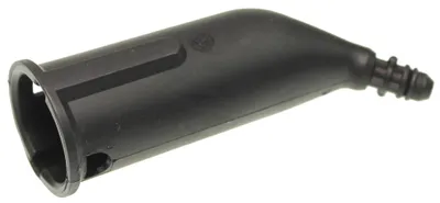 A black plastic nozzle for a cleaning device.