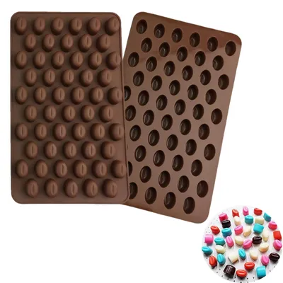 Silikonform mit 55 Kaffeebohnen, 2er-Set, für Schokolade, Eis, Kuchen
