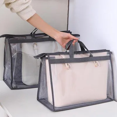 Obrázok produktu pre 12-dielny set ochranných vreciek na kabelky – organizér do kabeliek s uchami – 3 veľkosti – sada na zavesenie kabeliek