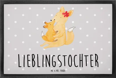 Produktbild von Mr. & Mrs. Panda Schmutzmatte Fuchs Mama 60 x 90 cm - Grau Pastell - Geschenk, Gummimatte, Muttertag, Bodenvorleger, Umarmen, Schoß, Schmutzfangmatte, Fussmatte, Mutter