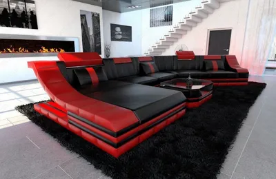 Produktbild von Wohnlandschaft Turino CL Ledersofa mit LED echtes Büffelleder