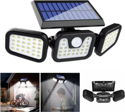 Obrázek produktu pro Solární světlo, Třístranná Solární lampa, LED Lampa, Solární zahradní lampa, Zahradní osvětlení (74 LED žarovek) - SENSBEAM