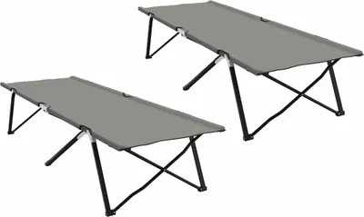 Image de vidaXL Lit pliant pour camping, 2 pièces, gris, 206 x 76 x 74 cm