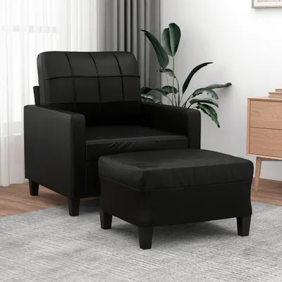 Produktbild von ZMH Sessel mit Hocker Schwarz 60 cm Kunstleder