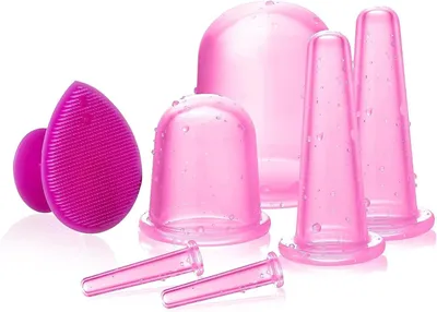 Productafbeelding van Siliconen Cupping Set - Gezichtsbekers Massage - Huidverbetering Gezicht - Medische Kwaliteit Siliconen - Small Medium Large - Roze