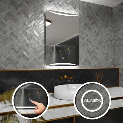 Produktbild von Badspiegel mit LED Beleuchtung und Touch-Schalter - Vilnius - 70 cm, 80 cm