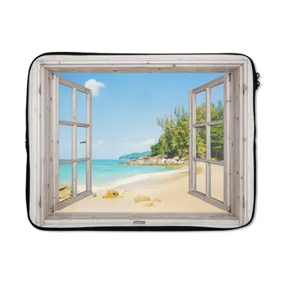 Produktbild von MuchoWow® Laptop Hülle 17 Zoll Laptoptasche Aussicht - Strand - Sand - Zipper - Schutzabdeckung