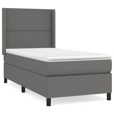 Produktbild von vidaXL Boxspringbett mit Matratze Grau 90x200 cm Kunstleder