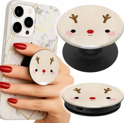 Produktbild von Handyhalter Popsocket Fingerhalter / Stander - RENIFER, ŚWIĄTECZNE WZORY