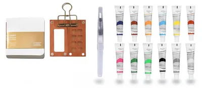 Image de InAndOutdoorMatch - Mini palette de peinture aquarelle - Bois - Portable - Élégante, Image générée par une IA