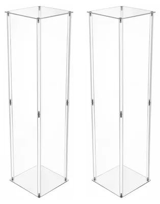 Immagine prodotto di Set da 2 supporti per fiori trasparenti - Vasi a colonna alti/supporti da terra - circa 100 cm, in acrilico - Decorazioni per tavola per matrimoni ed eventi - Colore: trasparente