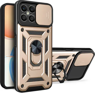 Produktbild von Honor X8 Hülle mit Ring Ständer Halter Dia Kameraschutz TPU PC Schutzhülle für Honor X8 Gold
