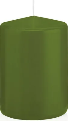 Produktbild von 12 Stumpen Kerzen Olive 10 x 6,8 cm (H X D) deutsche Marken Kerzen aus 100% Paraffin Wachs in er RAL Kerzen Qualität