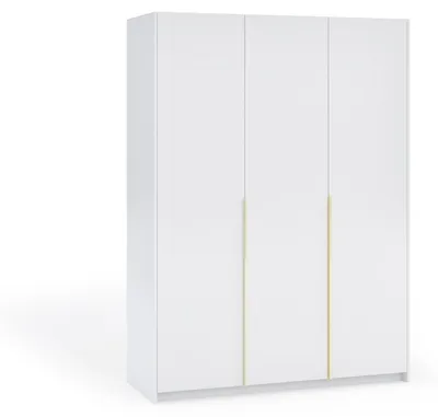 Produktbild von Margaret Hadas24 Kleiderschrank APOLLONIA ohne Spiegel, Drehtürenschrank, moderner, Schrank,  viel Stauraum150 x 204cm (weiß, goldene Griffe)
