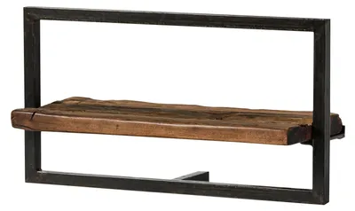 Immagine prodotto di MASSIVMOEBEL24 | Mensola in legno riciclato / ferro 65x25x35 laccato marrone SEVILLA #08