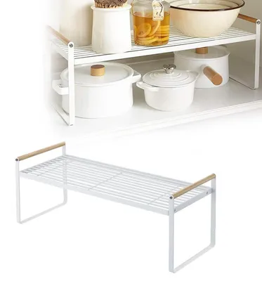 Immagine prodotto di Ripiano portaoggetti da cucina, bianco, in metallo, 40x21x25 cm, per spezie