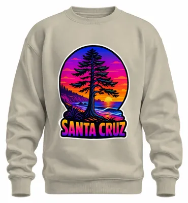 Productafbeelding van Santa Cruz, Californië, strand, surfen, zonsondergang, retro, Californië, sweatshirt, trui, natuur, XXL