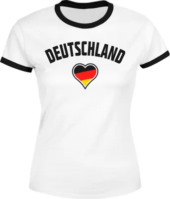 Produktbild von Damen WM-Shirt Deutschland Herz 2018 Retro Trikot-Look Moonworks®  weiß-schwarz XXL