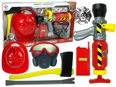 Produktbild von Feuerwehr Set Feuerlöscher Wasser Maske Helm Rot