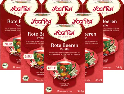 Produktbild von 6 x YOGI TEA Rote Beeren Vanille 34g Früchtetee - fruchtig. süß. genussvoll