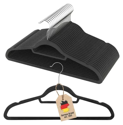 Kleerhänger 20er Set, 43,5 cm, schwarz, rutschfest, mit Hosenstange