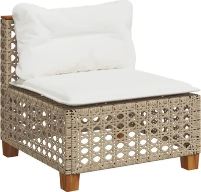 A single outdoor armchair with white cushions on a white background.