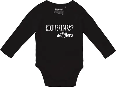 Produktbild von Huuraa Baby Body Richterin mit Herz 80 Black  Baumwolle Fairtrade Langarmbody Geschenkidee