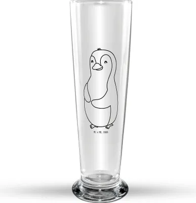 Produktbild von Mr. & Mrs. Panda Bierglas Pinguin Diät - Transparent - Geschenk, Bier Glas, Pinguine, Bierbecher, Glasbecher, Trinkglas, Abnehmen, Glasbierglas
