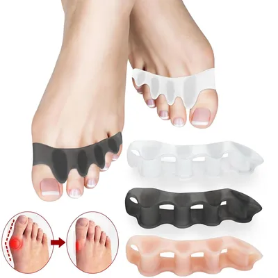 Produktbild von Zehenspreizer Zehentrenner für Hallux Valgus, Hammer‑ und überlappende Zehen, orthopädischer für Damen Herren, geeignet für Alltag, Yoga Schwarz