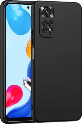 A black phone case is shown on a white background, with a smartphone partially visible on the left.